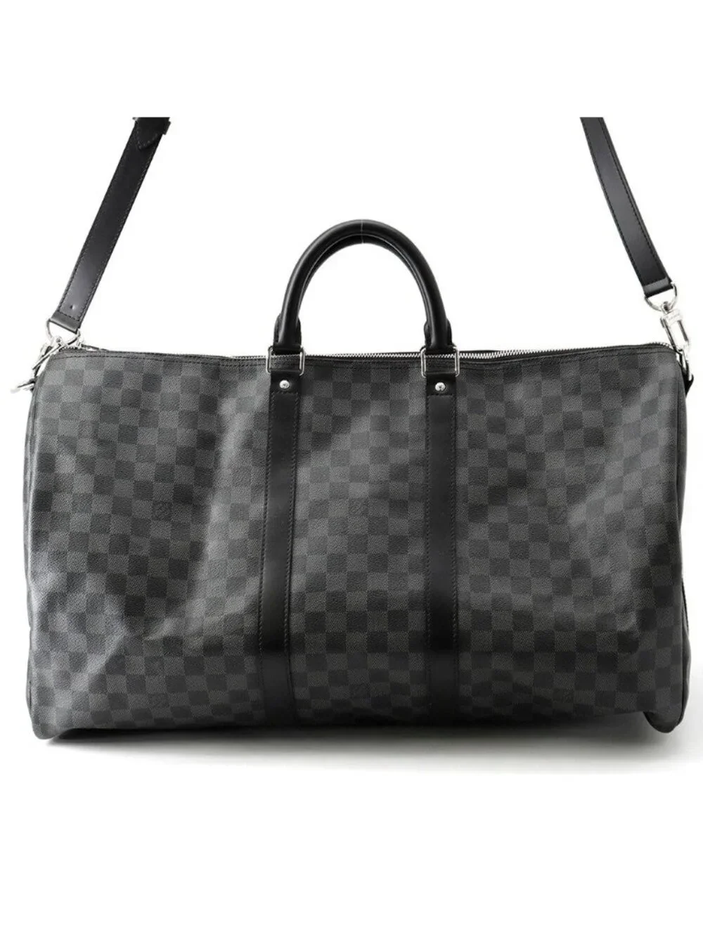 Louis Vuitton Boston Bag Damier Graphite Keepall Bandouliere 55 Travel Black